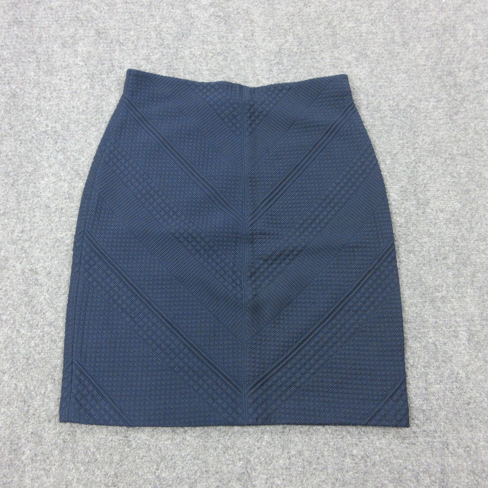 Tory Burch Skirt Womens Small Navy Blue Geometric Knit Pencil Stretch Career